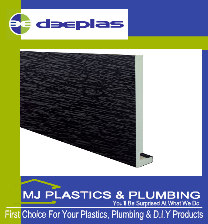 Deeplas 175 x 16mm Square Edge Maxi Fascia Board - Black Ash